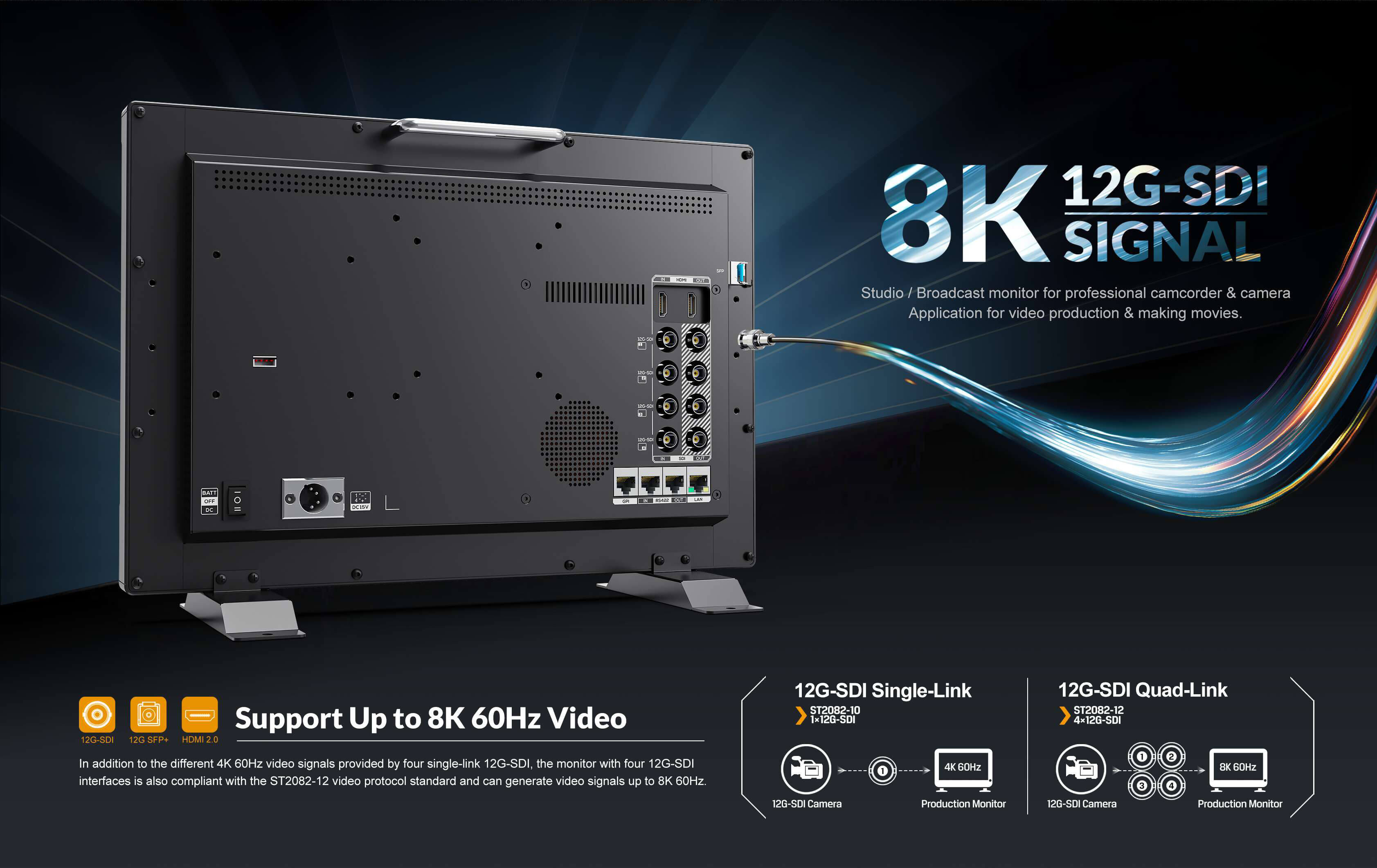 15,6 inci 8K 12G-SDI Studio Produksi Studio