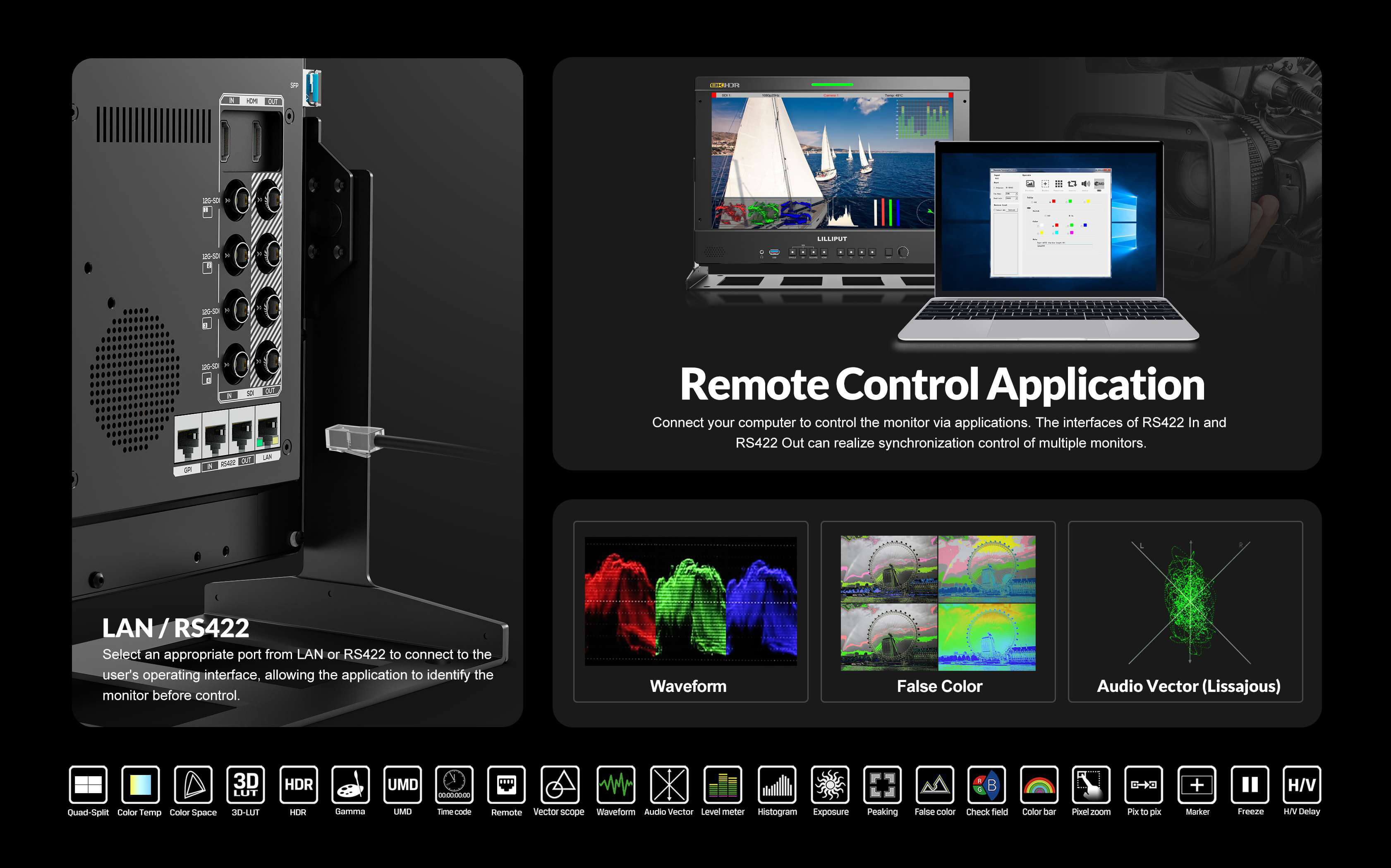 15,6 inci 8K 12G-SDI Studio Produksi Studio