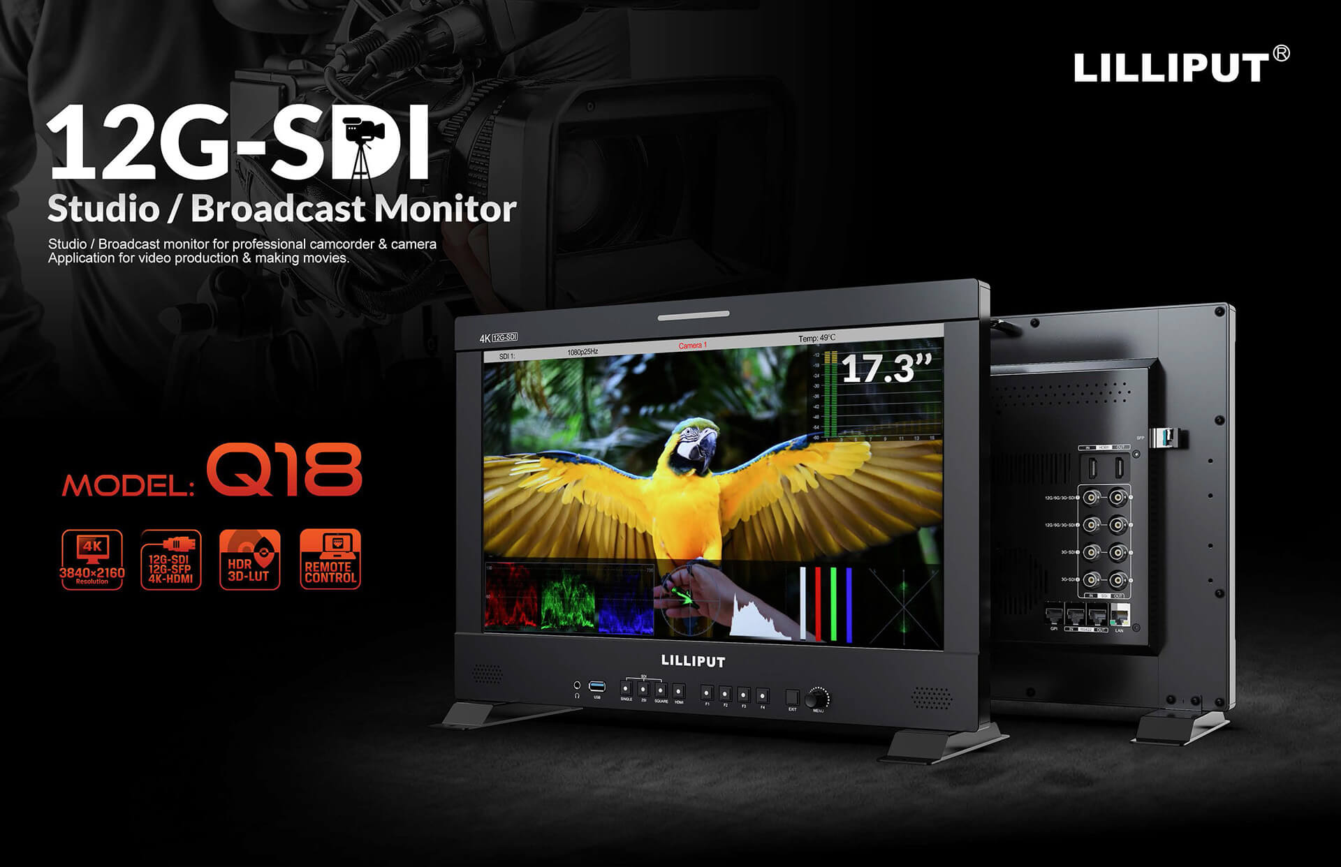 17,3 tommer 12G-SDI Professional Production Monitor1