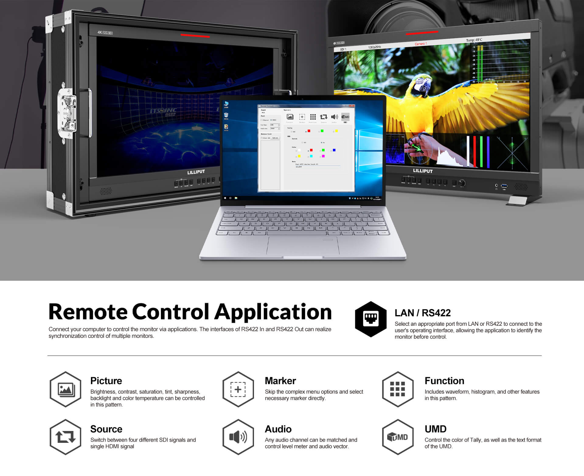 17,3 inch 12G-SDI Professional Production Monitor4