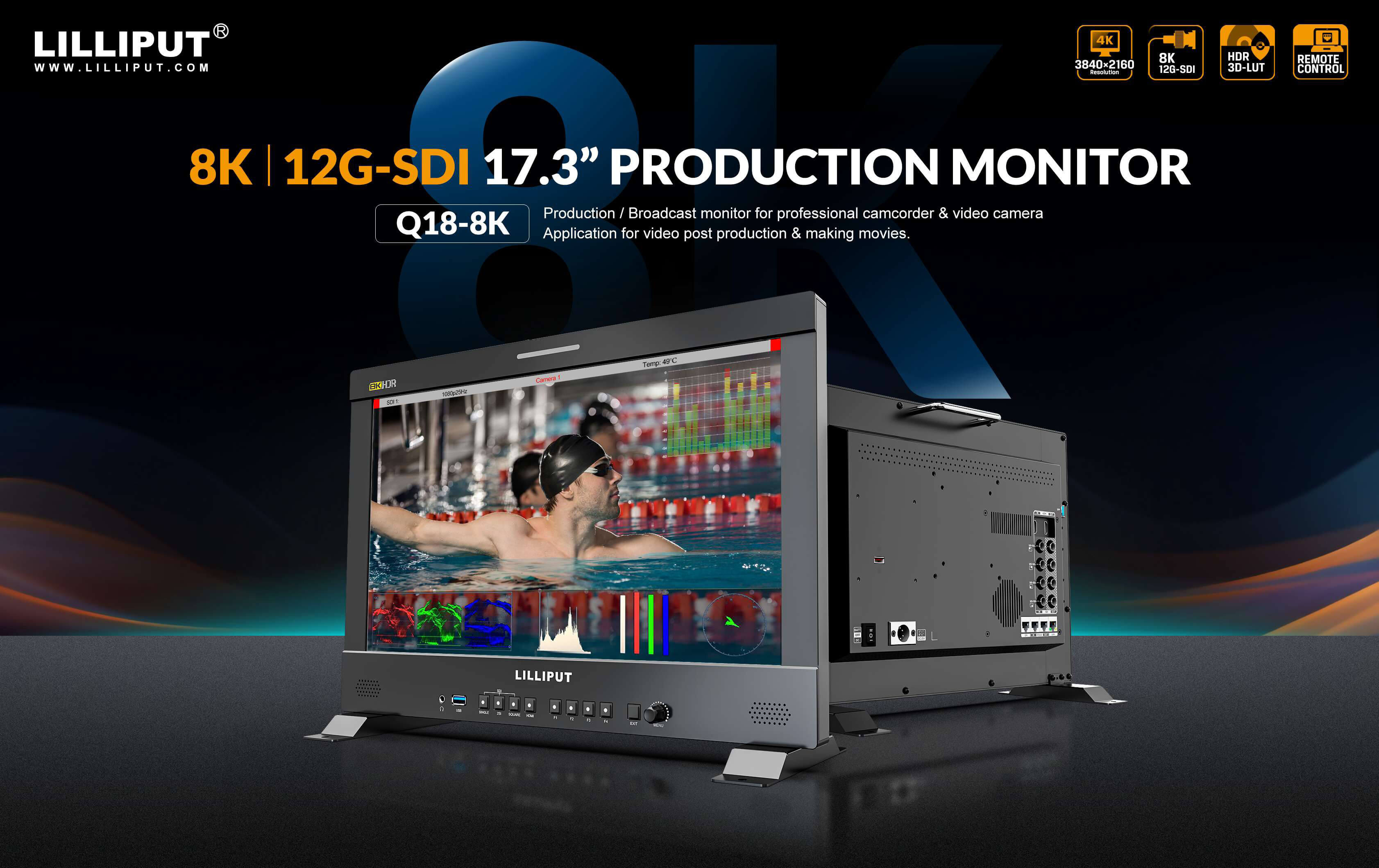 17.3 inch 8k 12G-SDI Stud Mmepụta Leach1