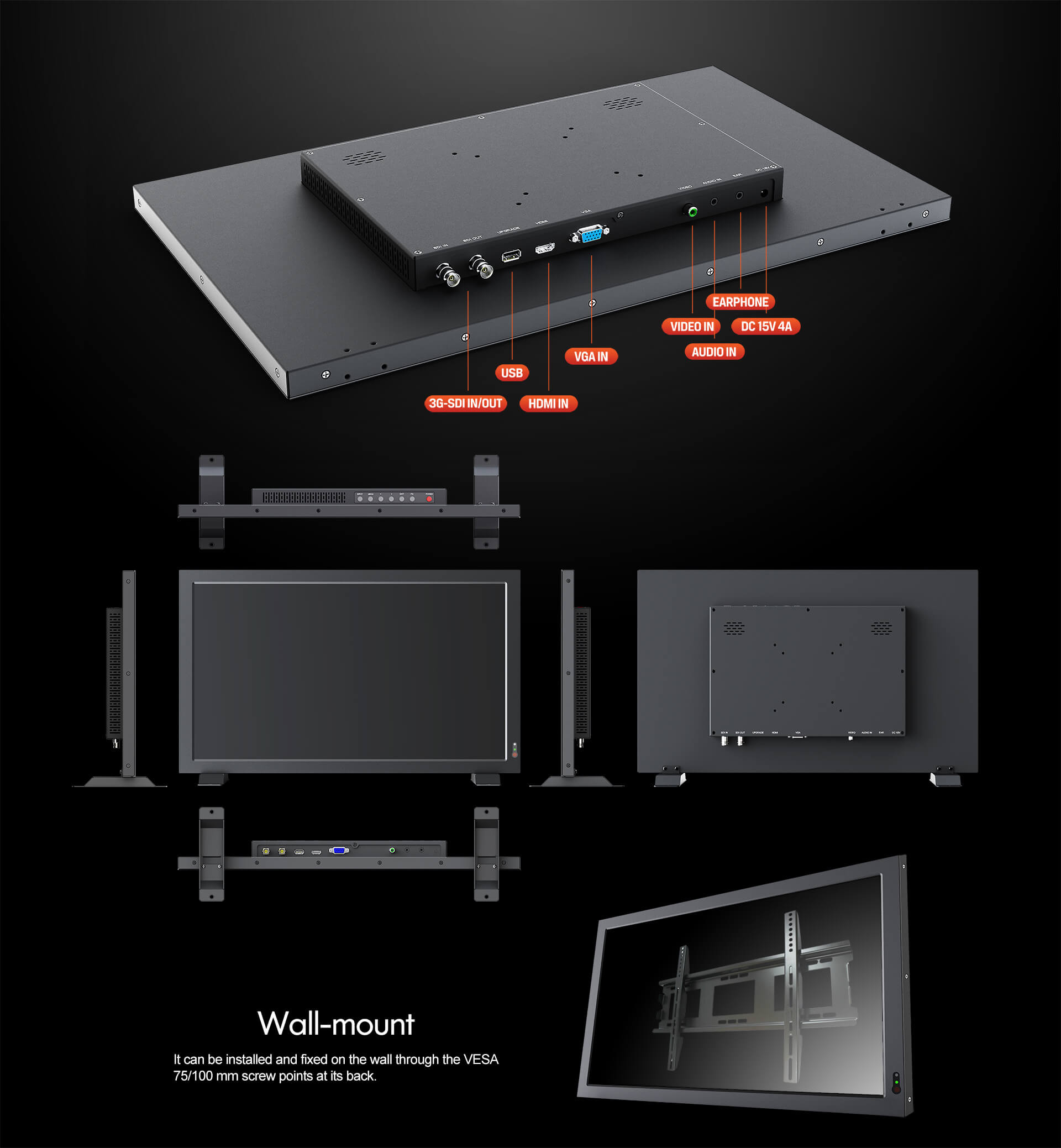 21.5 ഇഞ്ച് SDI_HDMI പ്രൊഫഷണൽ വീഡിയോ മോണിറ്റർ 5