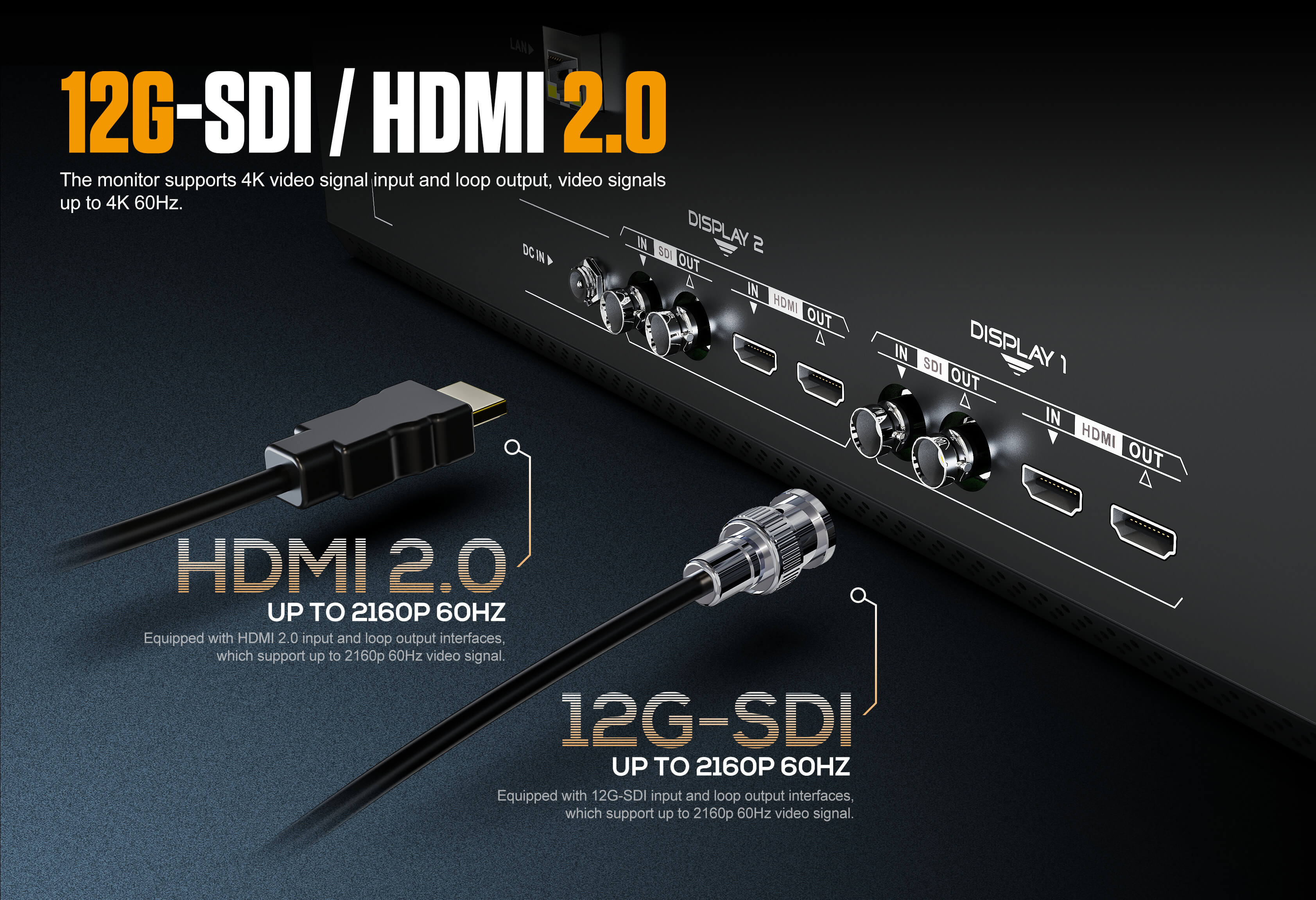 Dual 7 inch 12G-SDI 3RU rackmount monitor3