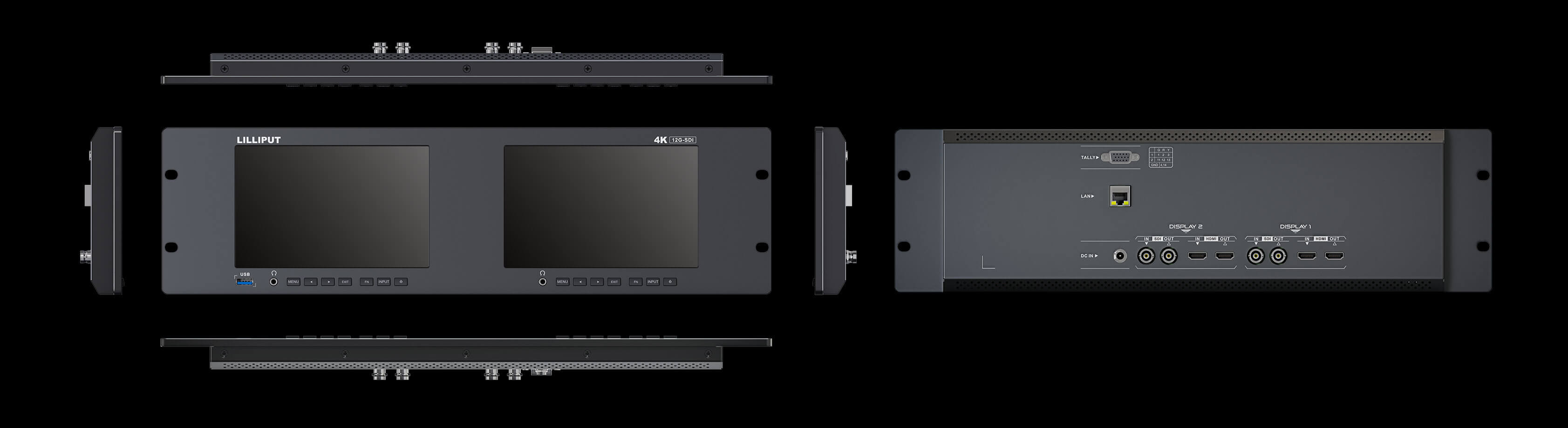 Dual 7 inch 12G-SDI 3RU rackmount monitor7